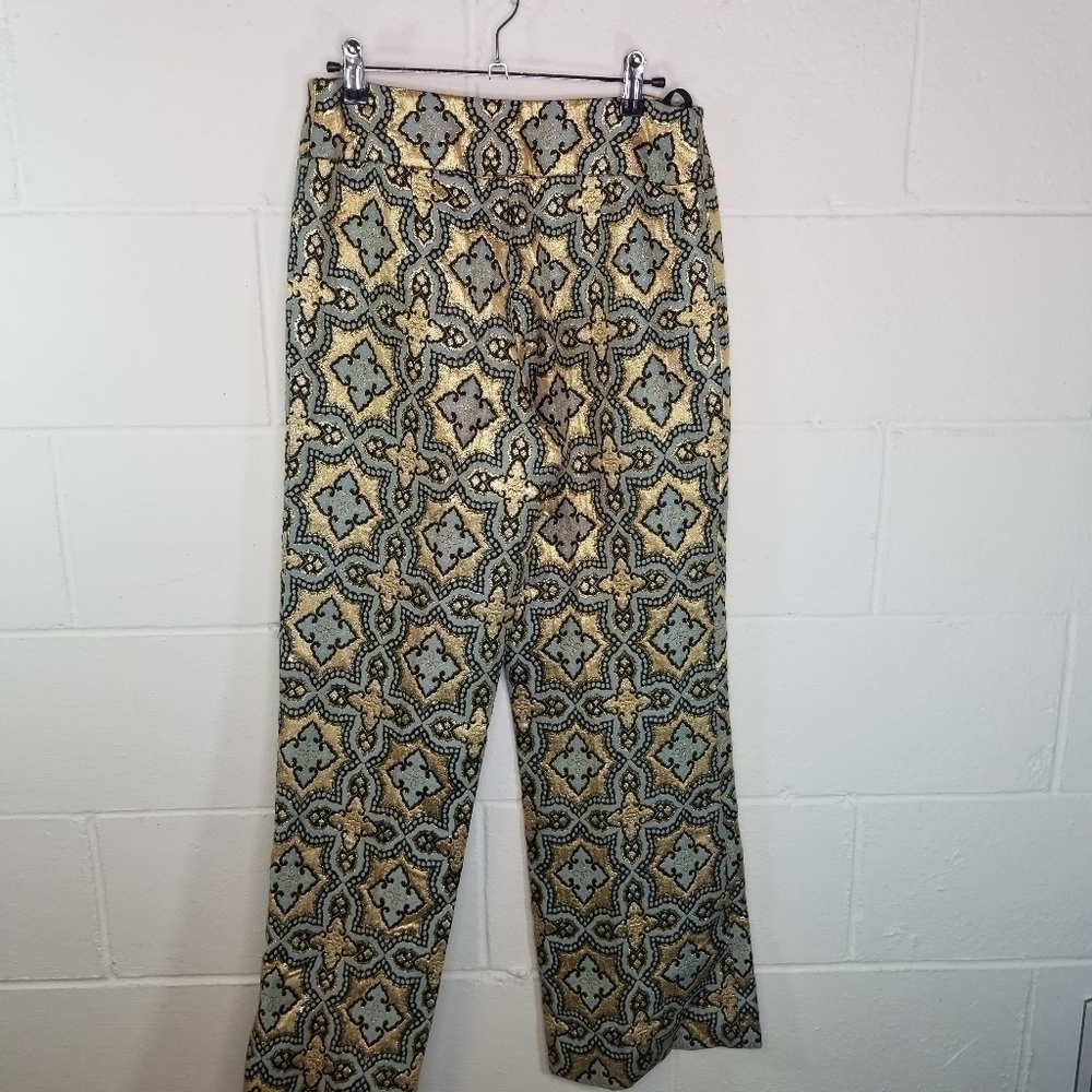 Vtg 70s metallic lurex mosaic trousers pants - Picture 5 of 11